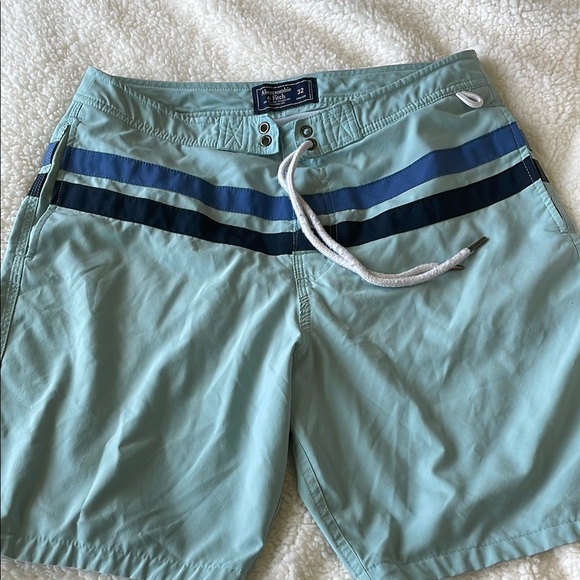Vintage Abercrombie & Fitch Men's Ocean Blue Swim Shorts Size 32 - Picture 1 of 8